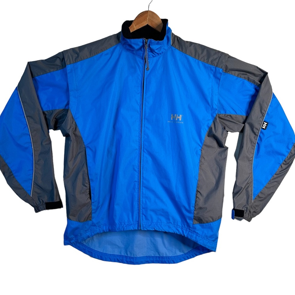 Helly Hansen Men’s Removable Zippered Sleeves Blue Grey Windbreaker Jack…